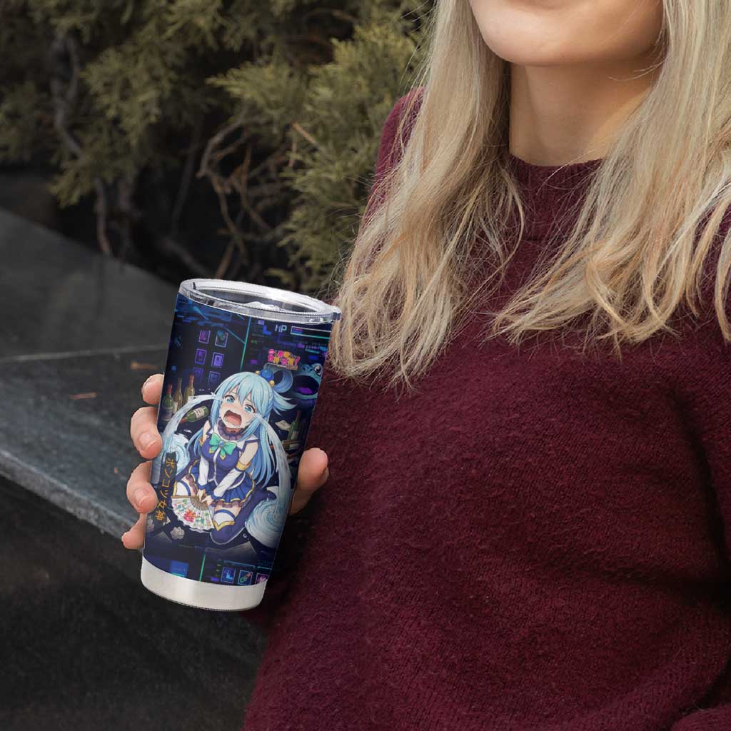 Aqua Axis Order High Priestess Tumbler Cup Retro Anime RPG Interface Style