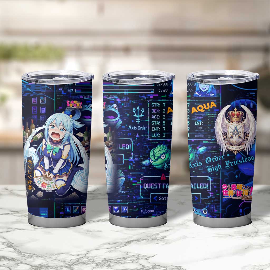Aqua Axis Order High Priestess Tumbler Cup Retro Anime RPG Interface Style