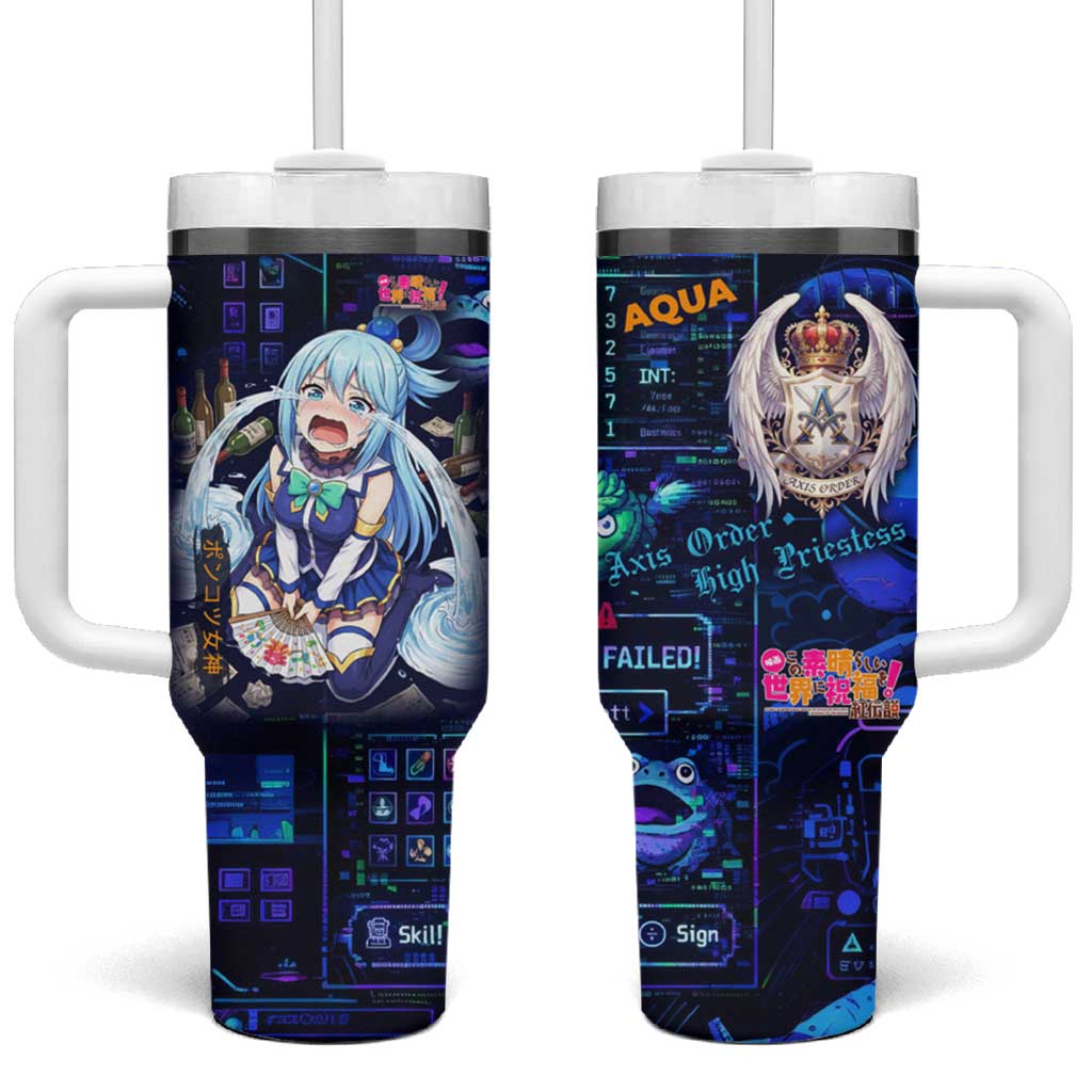 Aqua Axis Order High Priestess Tumbler With Handle Retro Anime RPG Interface Style