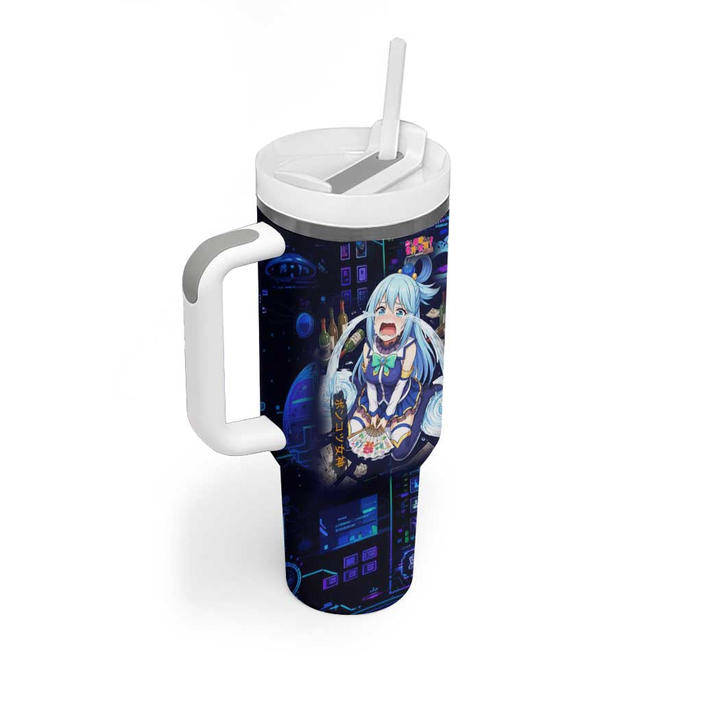 Aqua Axis Order High Priestess Tumbler With Handle Retro Anime RPG Interface Style