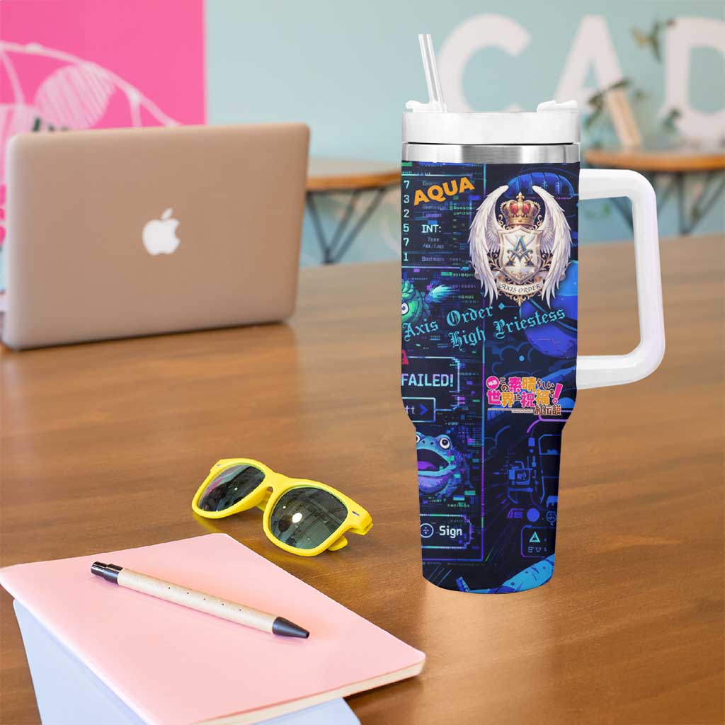 Aqua Axis Order High Priestess Tumbler With Handle Retro Anime RPG Interface Style