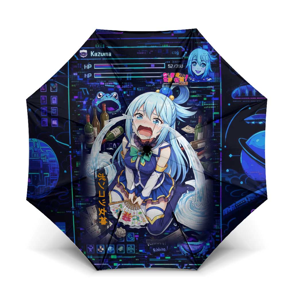 Aqua Axis Order High Priestess Umbrella Retro Anime RPG Interface Style