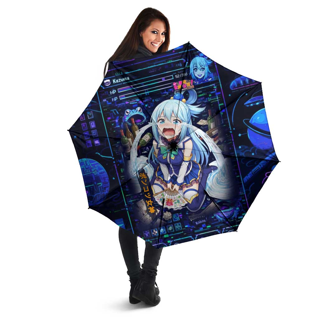 Aqua Axis Order High Priestess Umbrella Retro Anime RPG Interface Style