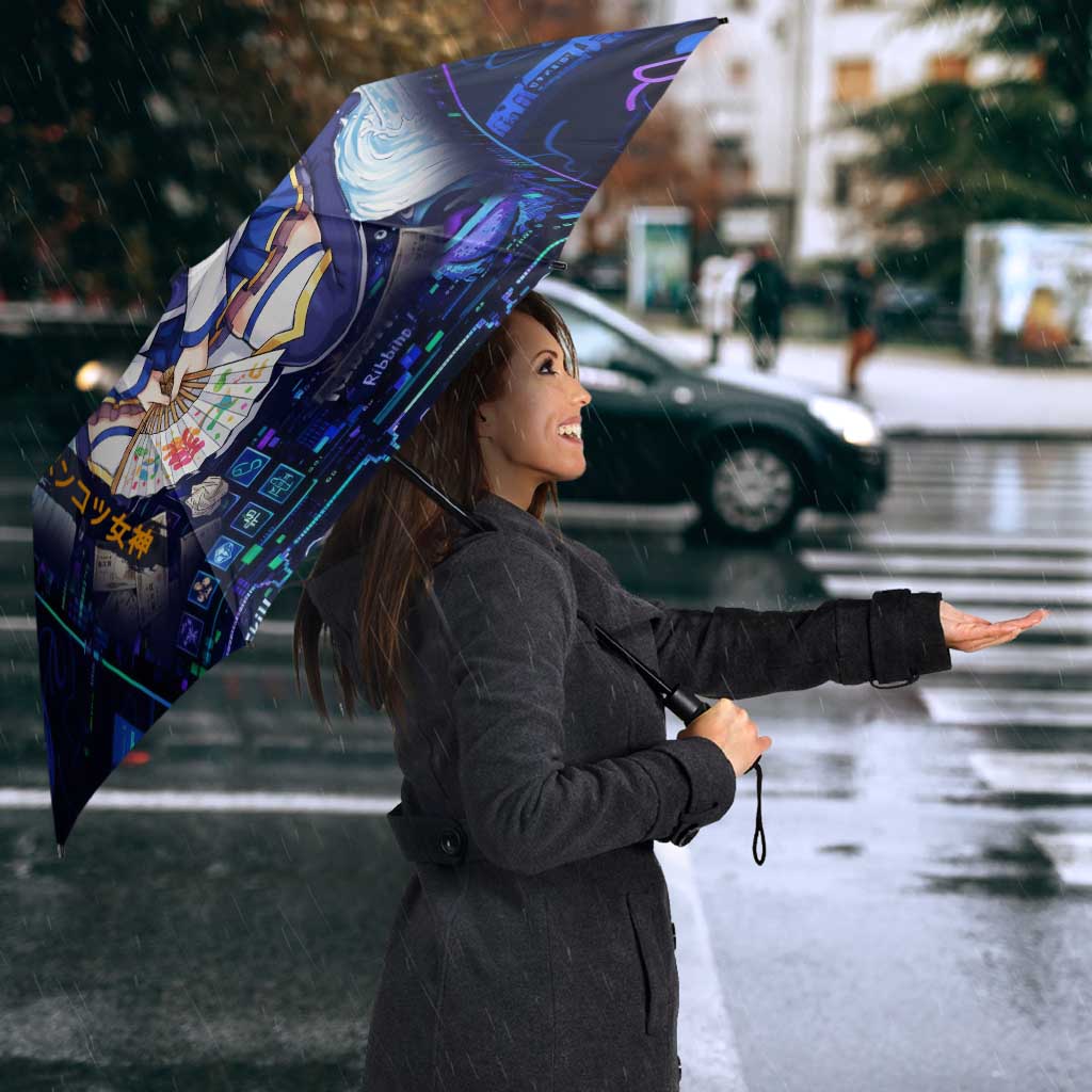 Aqua Axis Order High Priestess Umbrella Retro Anime RPG Interface Style