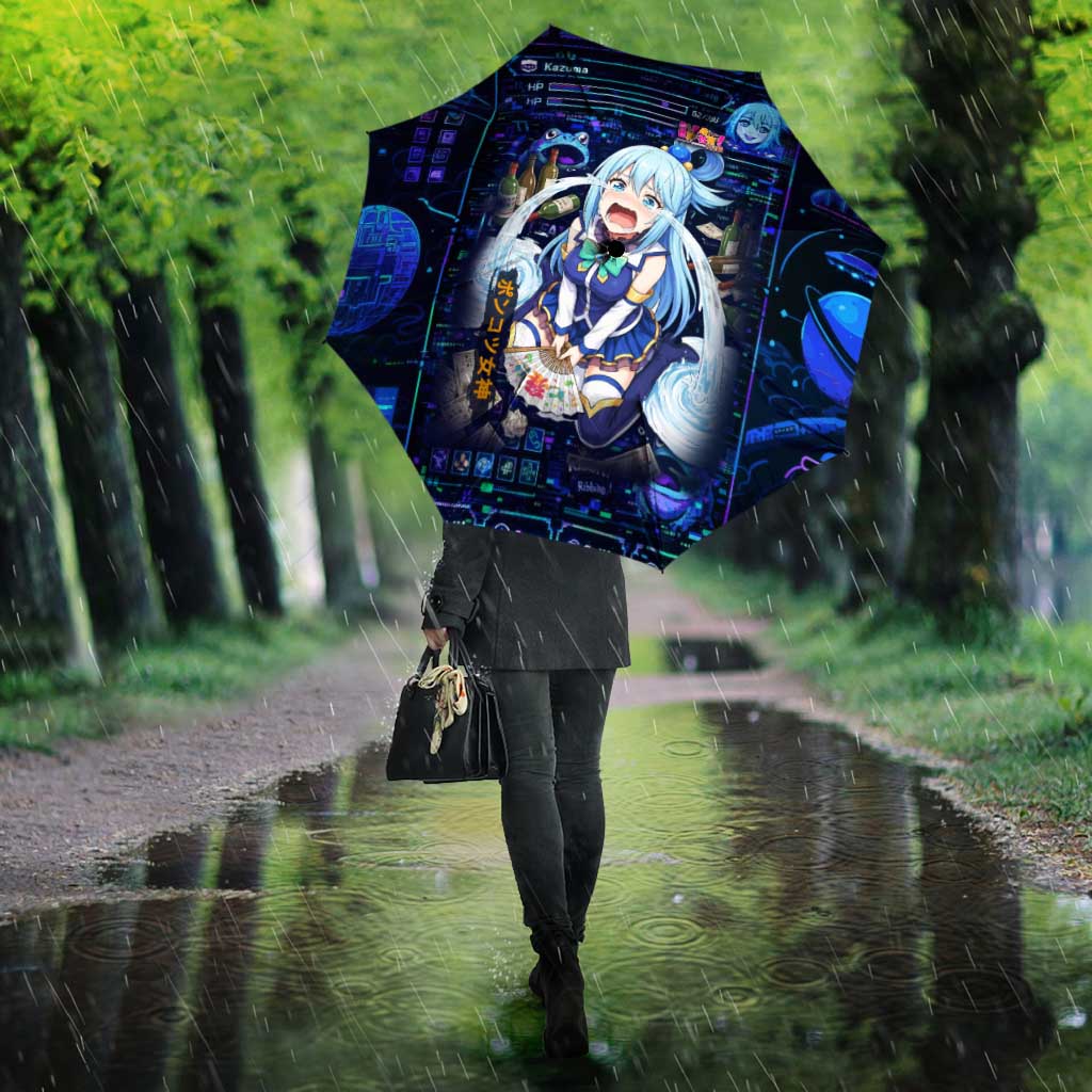 Aqua Axis Order High Priestess Umbrella Retro Anime RPG Interface Style