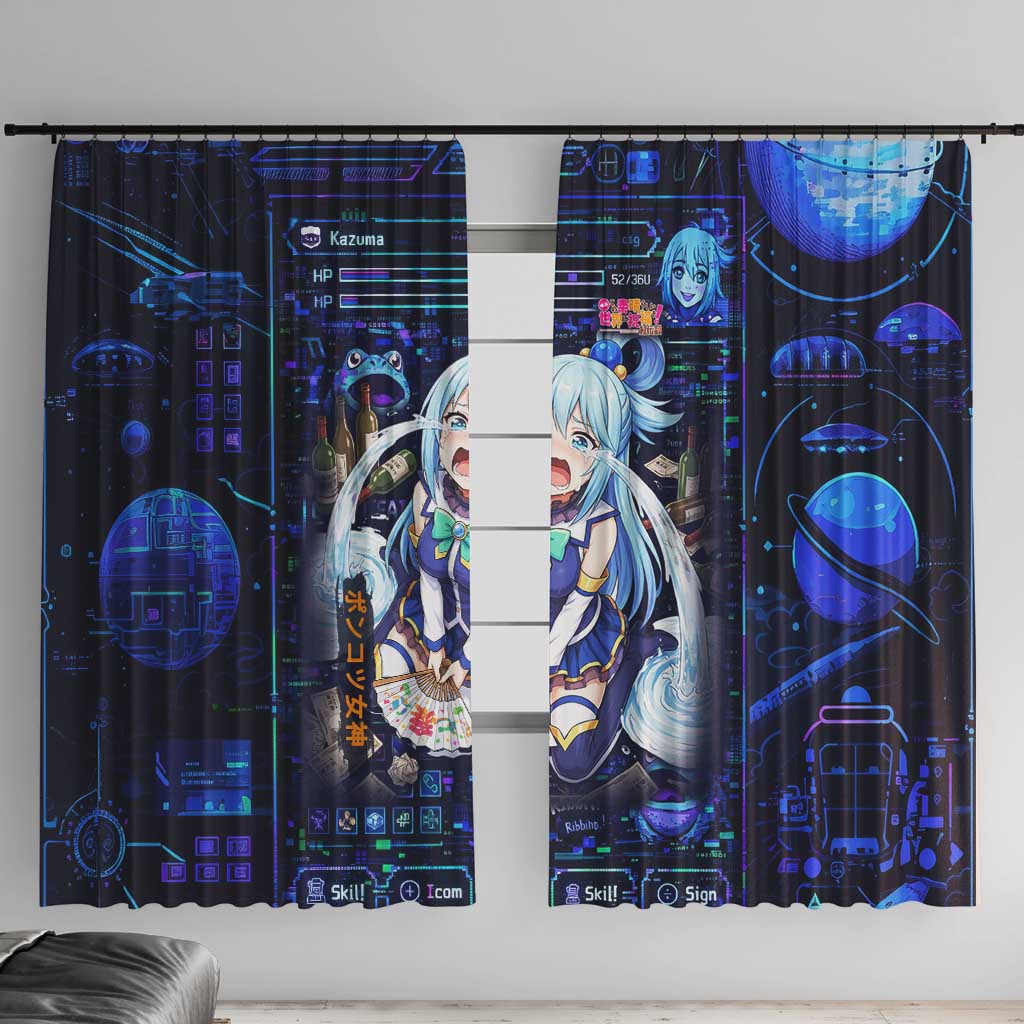 Aqua Axis Order High Priestess Window Curtain Retro Anime RPG Interface Style