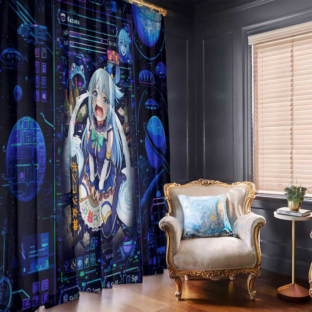 Aqua Axis Order High Priestess Window Curtain Retro Anime RPG Interface Style