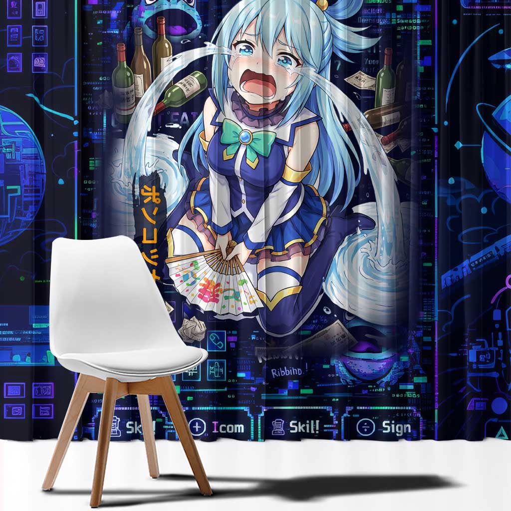 Aqua Axis Order High Priestess Window Curtain Retro Anime RPG Interface Style