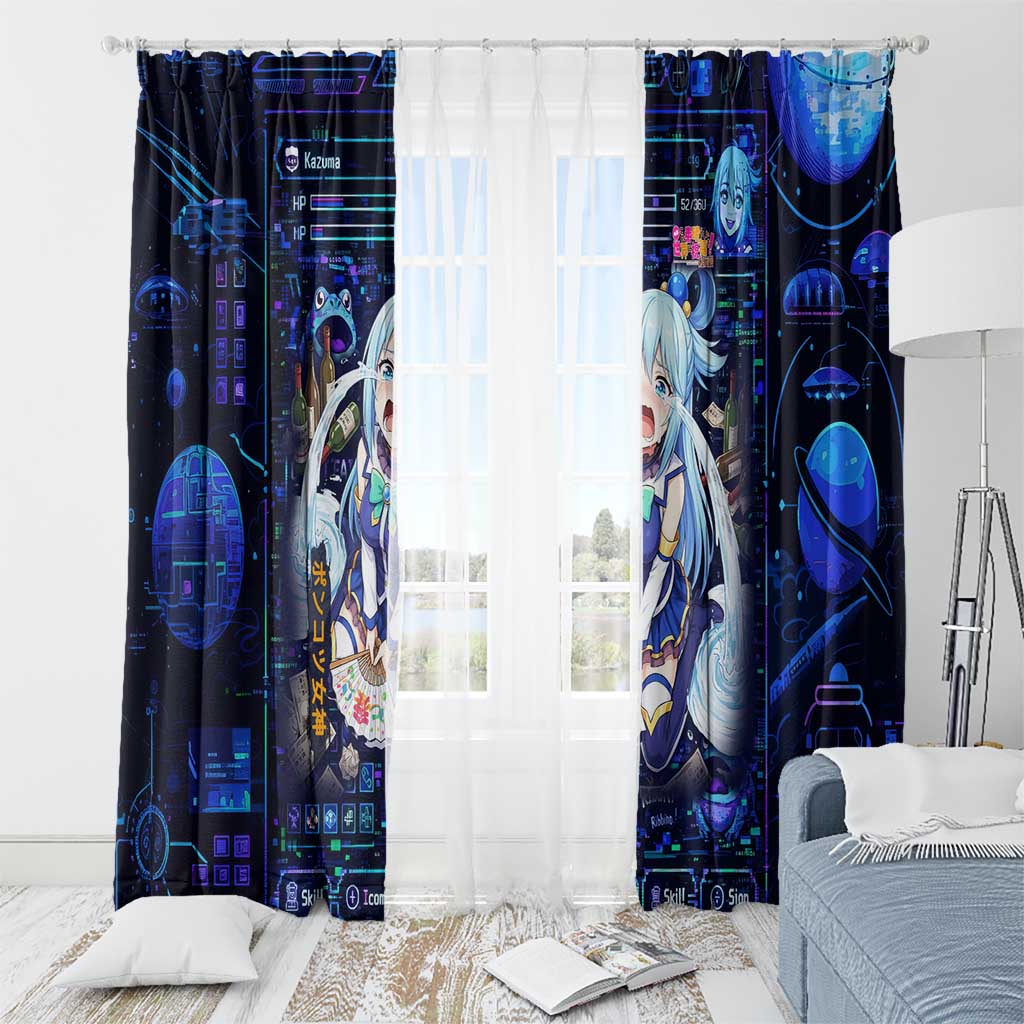 Aqua Axis Order High Priestess Window Curtain Retro Anime RPG Interface Style
