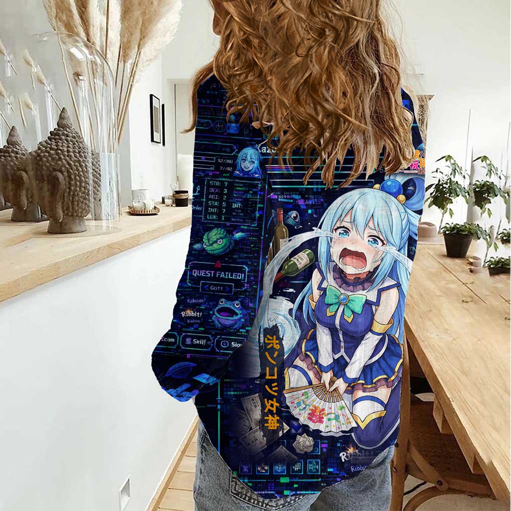 Aqua Axis Order High Priestess Women Casual Shirt Retro Anime RPG Interface Style