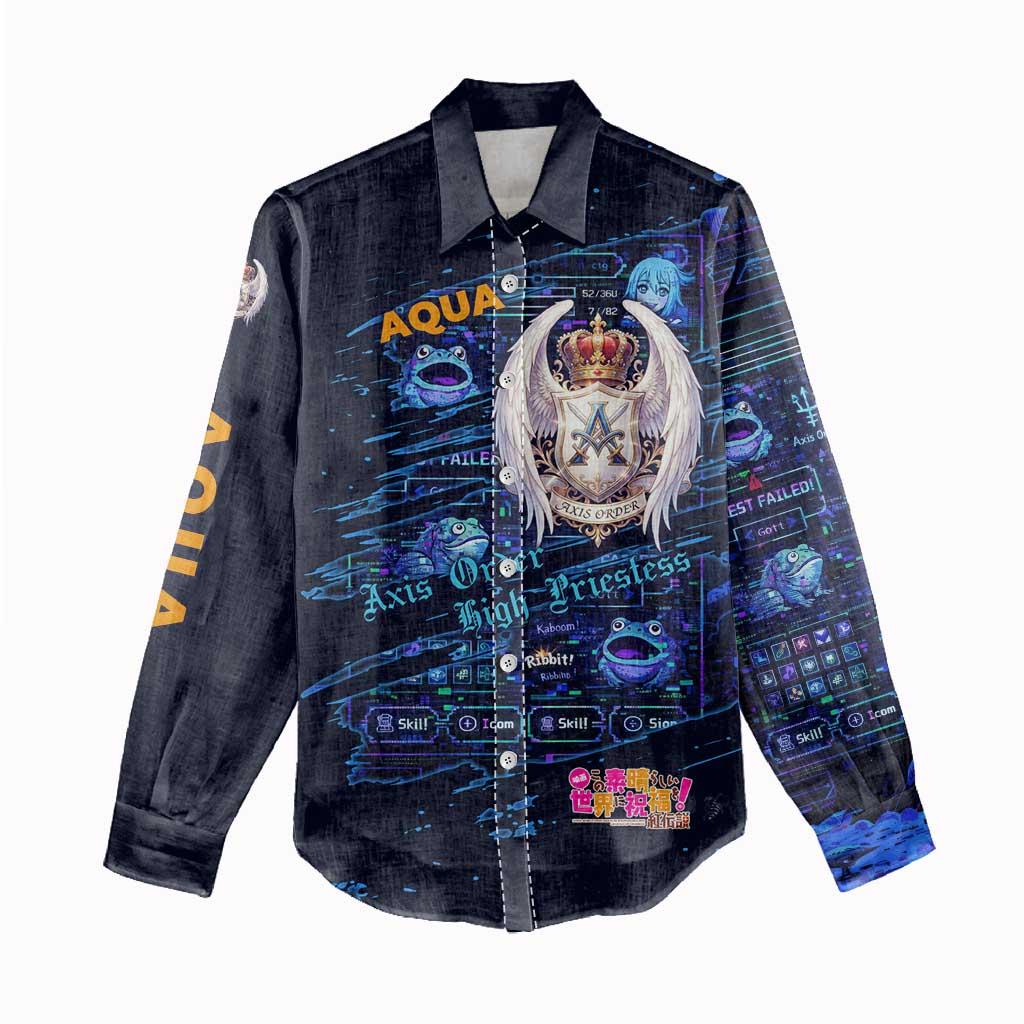 Aqua Axis Order High Priestess Women Casual Shirt Retro Anime RPG Interface Style