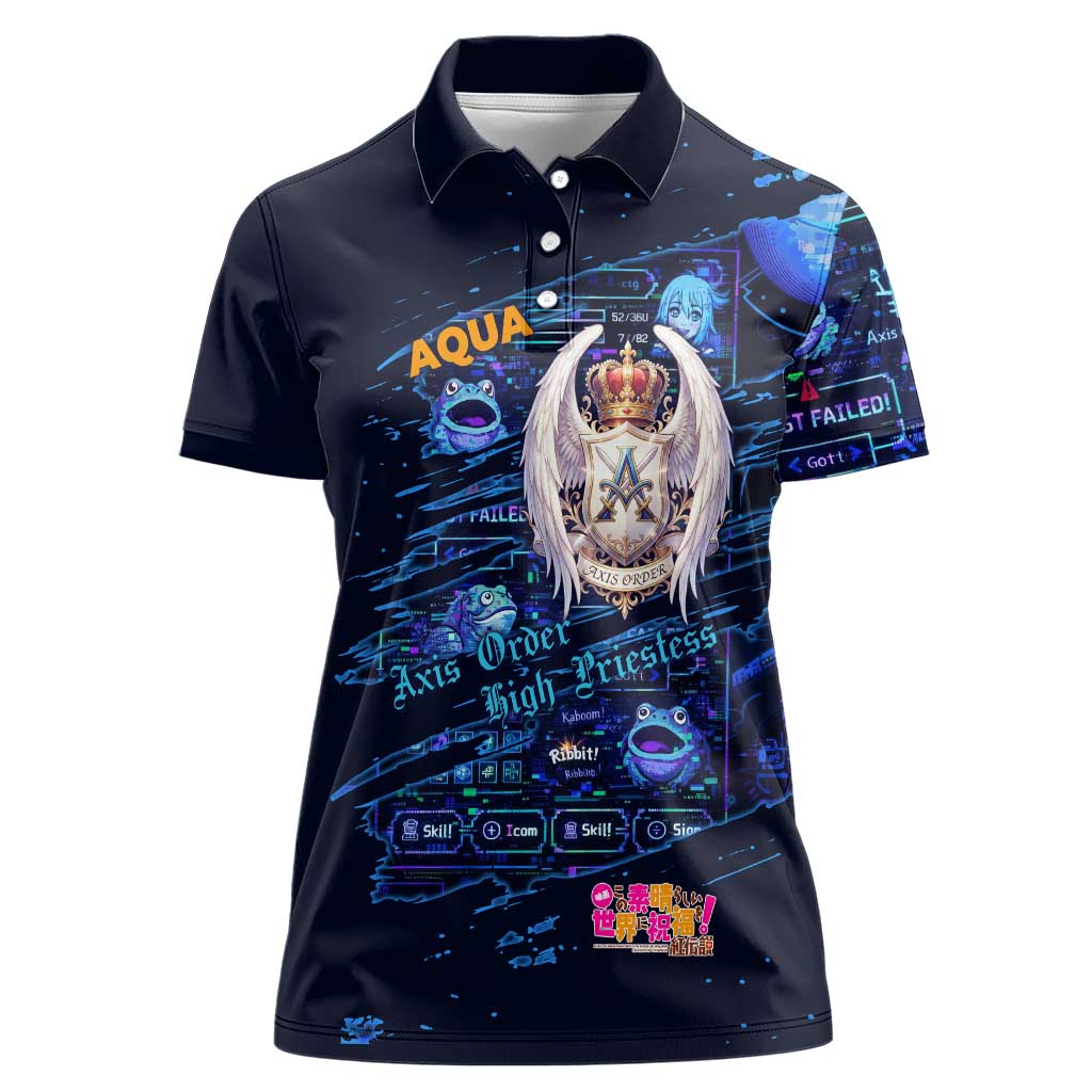 Aqua Axis Order High Priestess Women Polo Shirt Retro Anime RPG Interface Style