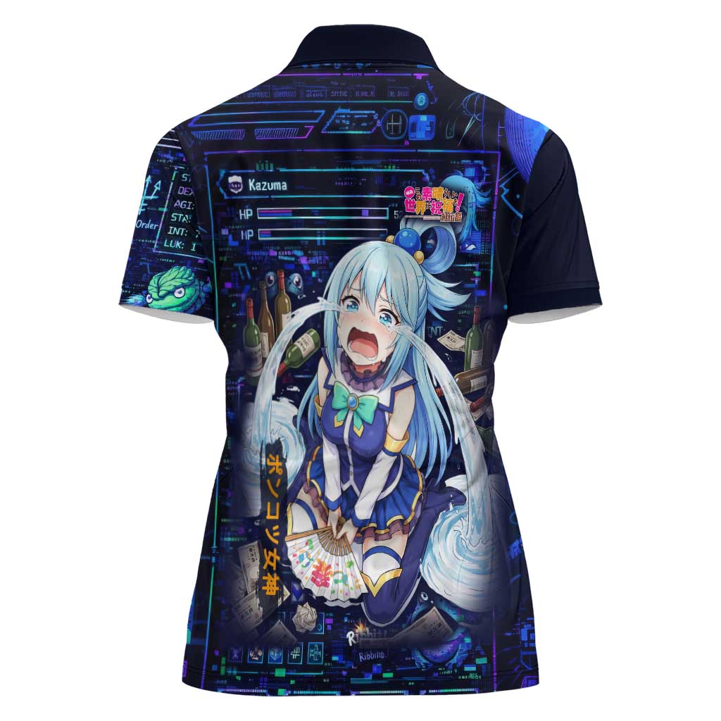 Aqua Axis Order High Priestess Women Polo Shirt Retro Anime RPG Interface Style