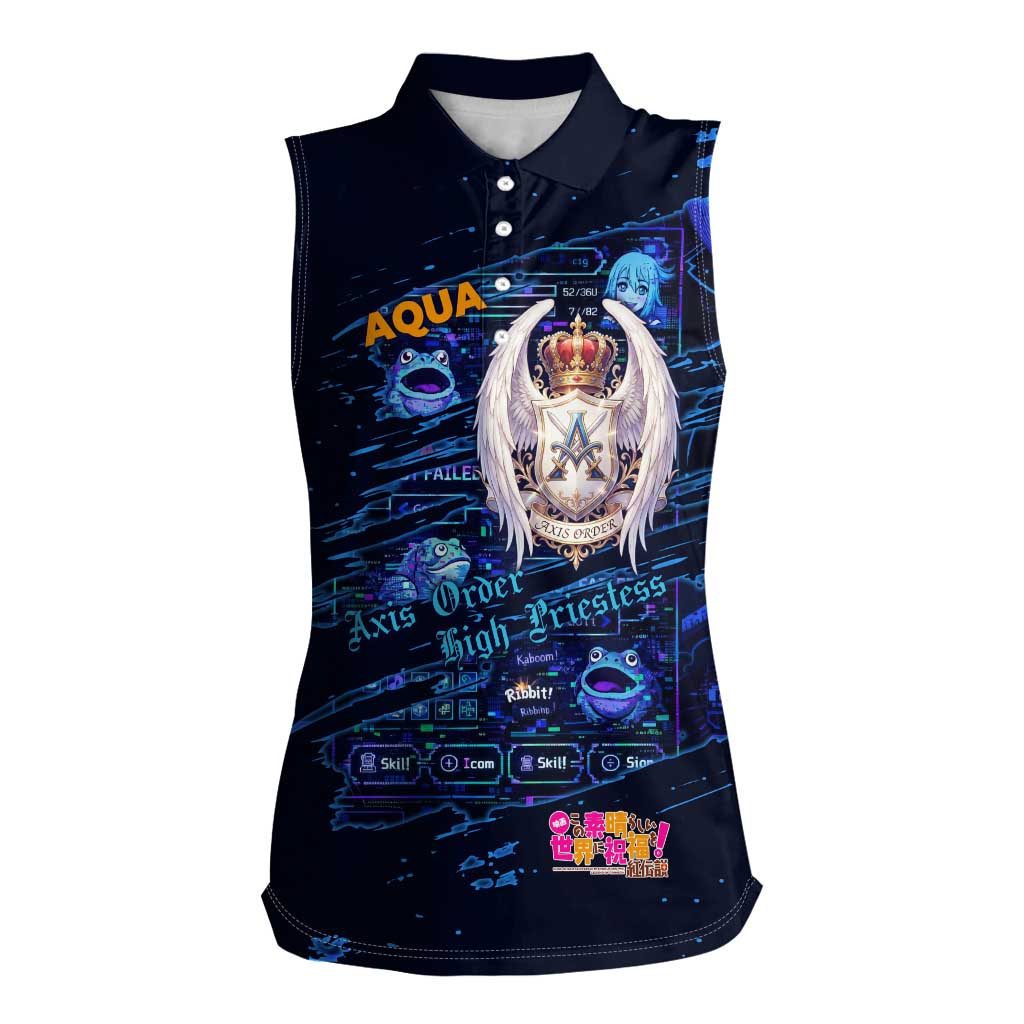 Aqua Axis Order High Priestess Women Sleeveless Polo Shirt Retro Anime RPG Interface Style