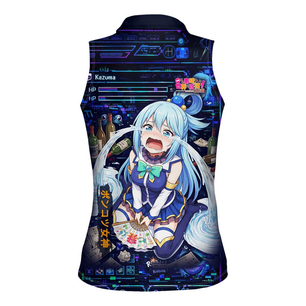 Aqua Axis Order High Priestess Women Sleeveless Polo Shirt Retro Anime RPG Interface Style