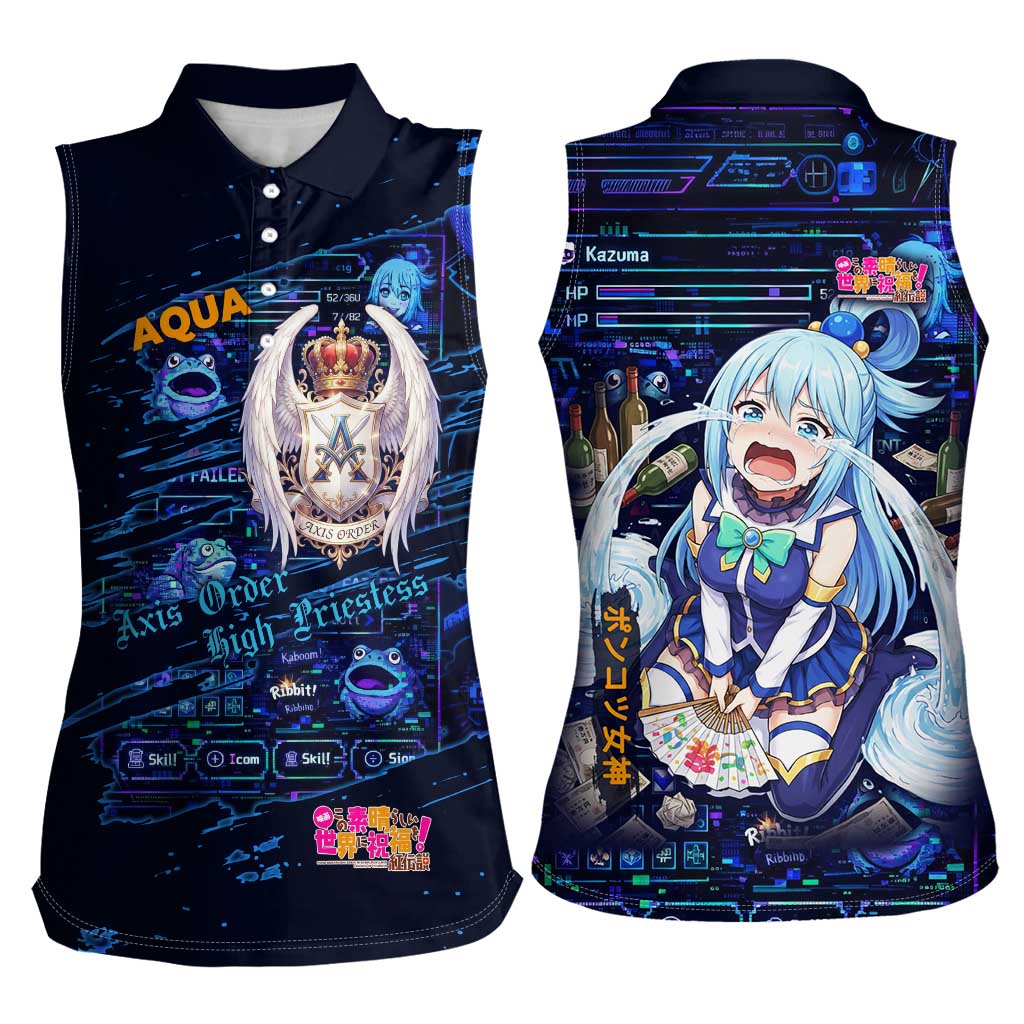 Aqua Axis Order High Priestess Women Sleeveless Polo Shirt Retro Anime RPG Interface Style