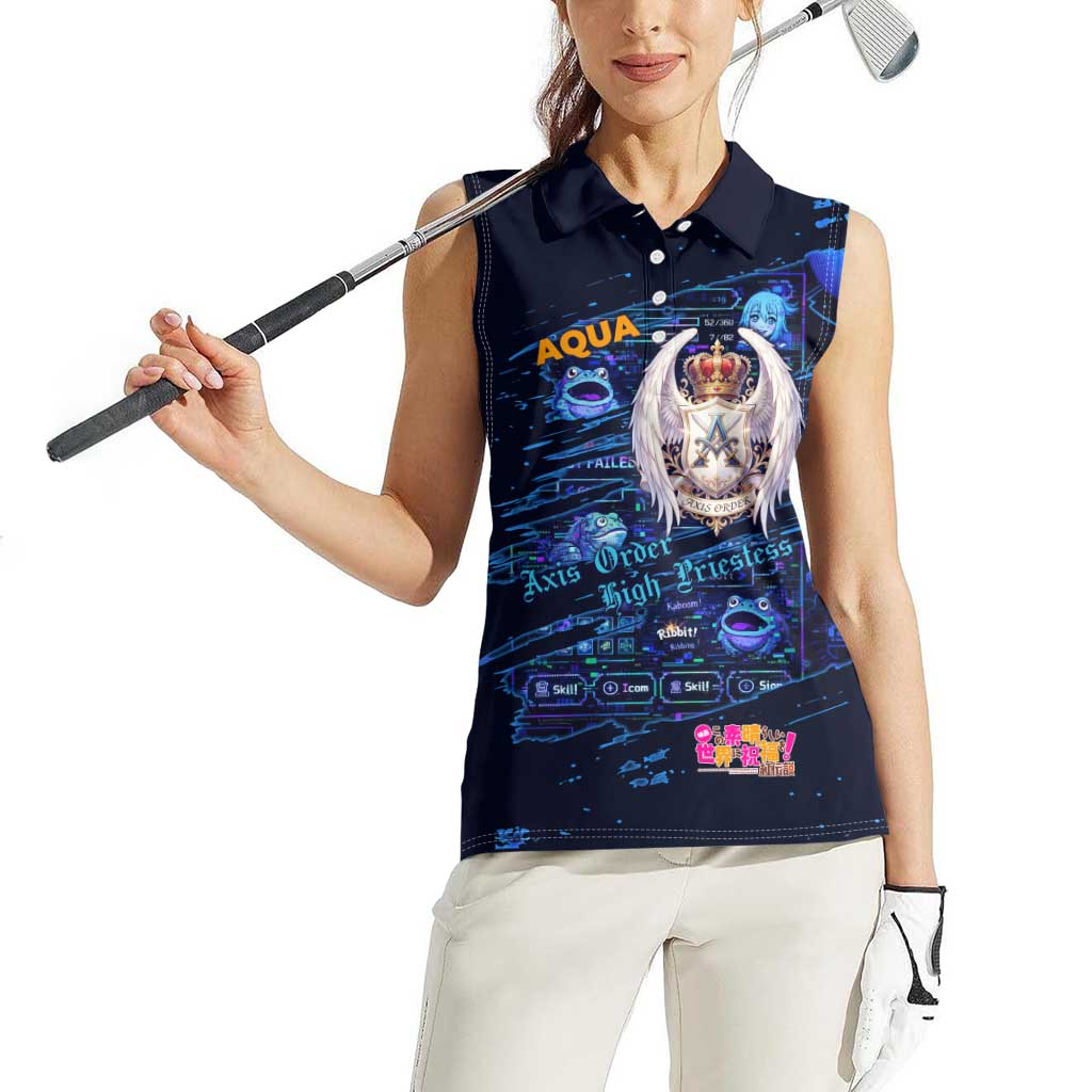 Aqua Axis Order High Priestess Women Sleeveless Polo Shirt Retro Anime RPG Interface Style