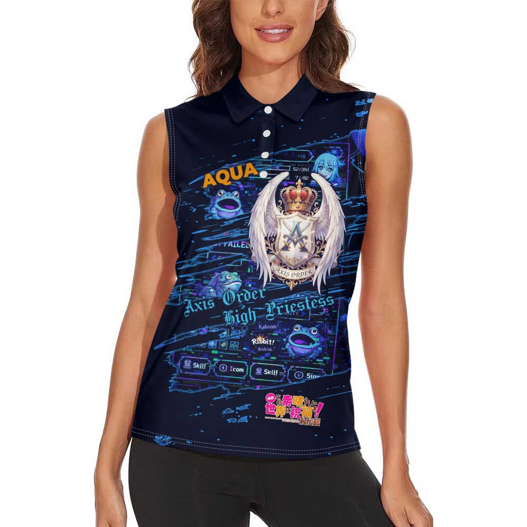 Aqua Axis Order High Priestess Women Sleeveless Polo Shirt Retro Anime RPG Interface Style