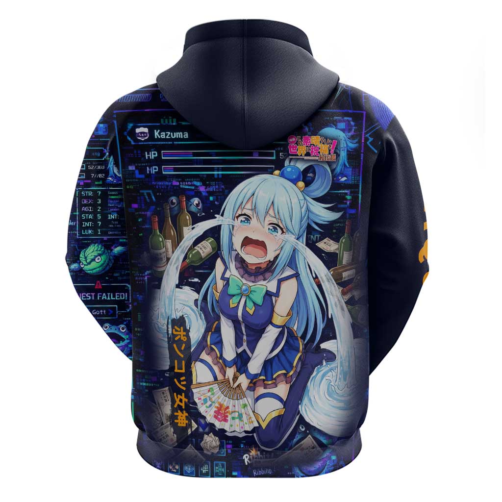 Aqua Axis Order High Priestess Zip Hoodie Retro Anime RPG Interface Style
