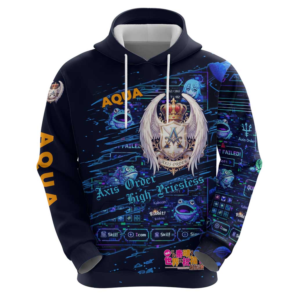 Aqua Axis Order High Priestess Zip Hoodie Retro Anime RPG Interface Style