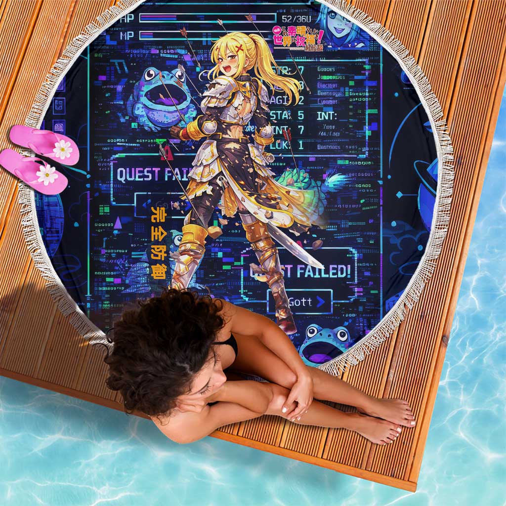 Darkness Lalatina Beach Blanket Retro Anime RPG Interface Style