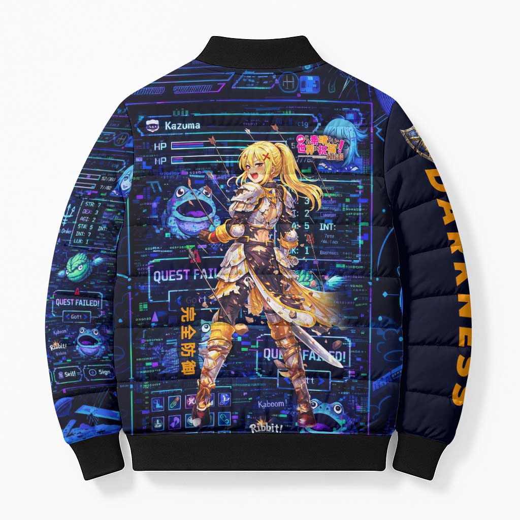 Darkness Lalatina Bomber Puffer Jacket Retro Anime RPG Interface Style