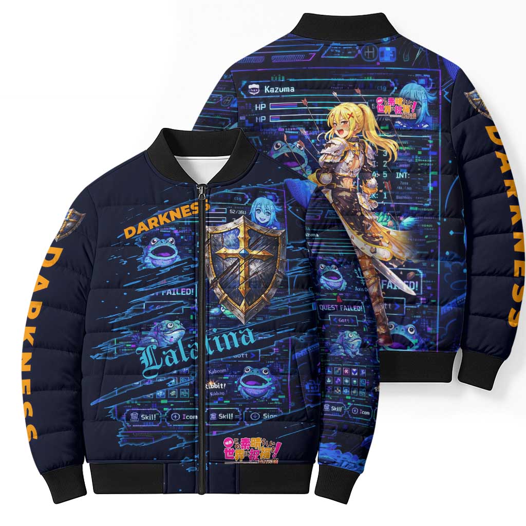 Darkness Lalatina Bomber Puffer Jacket Retro Anime RPG Interface Style
