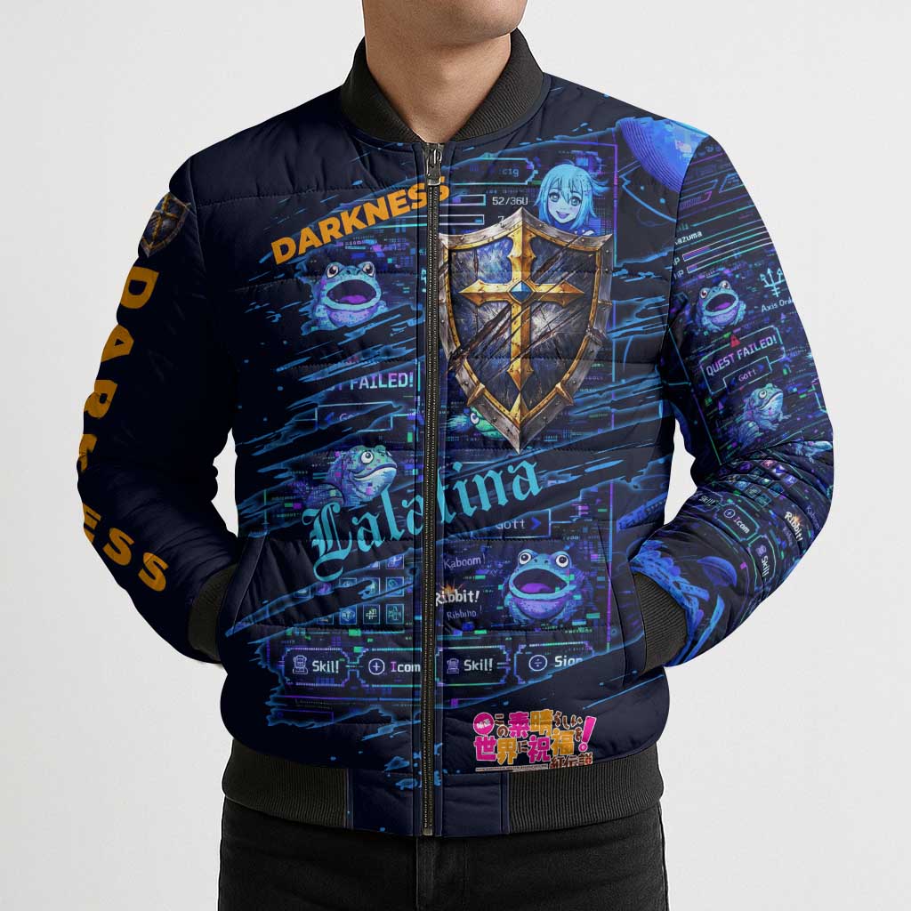 Darkness Lalatina Bomber Puffer Jacket Retro Anime RPG Interface Style