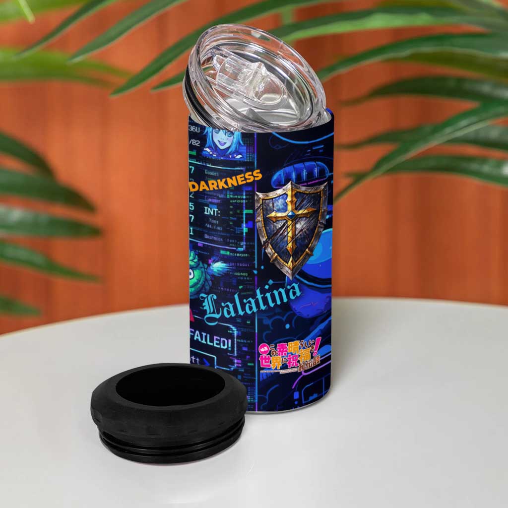 Darkness Lalatina 4 in 1 Can Cooler Tumbler Retro Anime RPG Interface Style