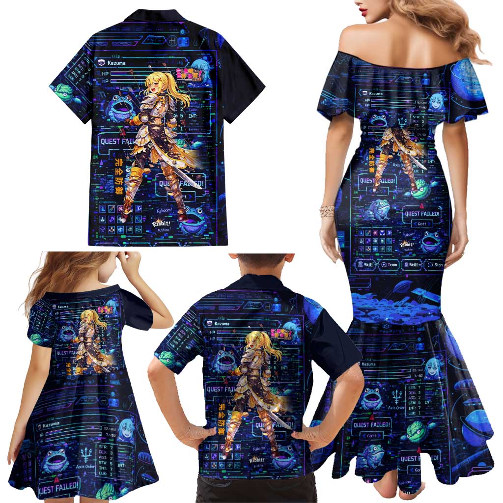 Darkness Lalatina Family Matching Mermaid Dress and Hawaiian Shirt Retro Anime RPG Interface Style