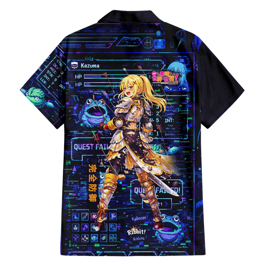 Darkness Lalatina Family Matching Off Shoulder Maxi Dress and Hawaiian Shirt Retro Anime RPG Interface Style