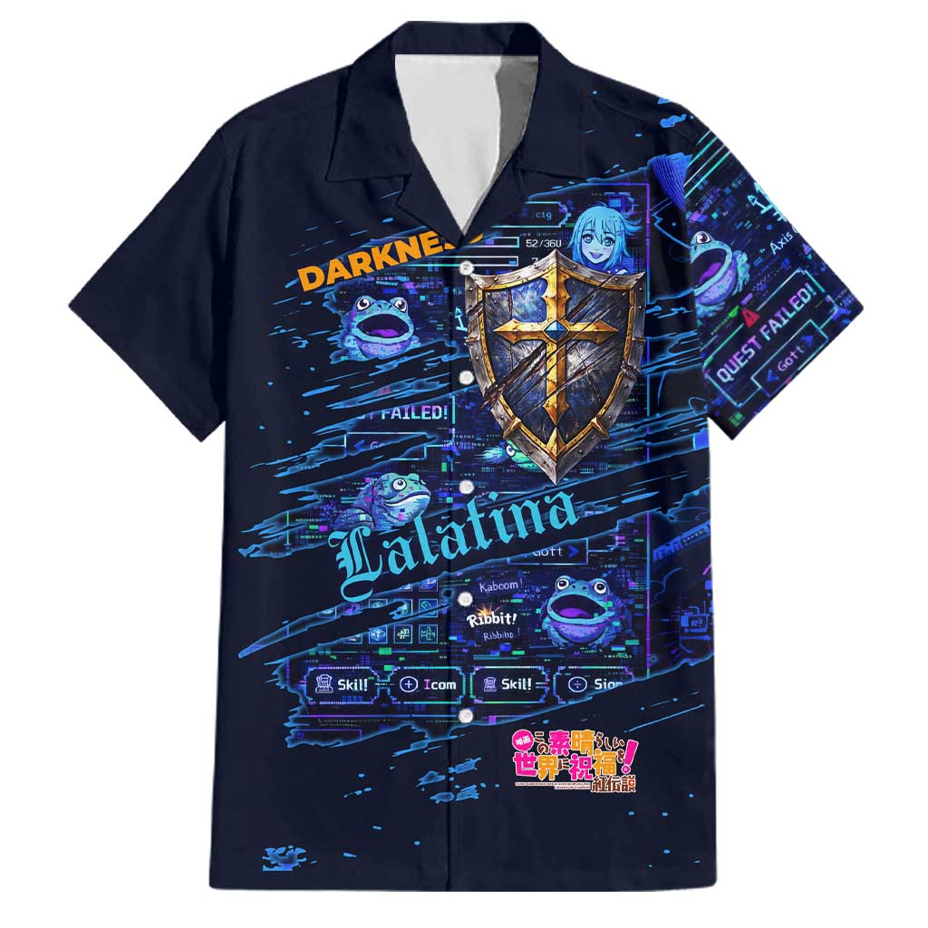 Darkness Lalatina Family Matching Off Shoulder Short Dress and Hawaiian Shirt Retro Anime RPG Interface Style