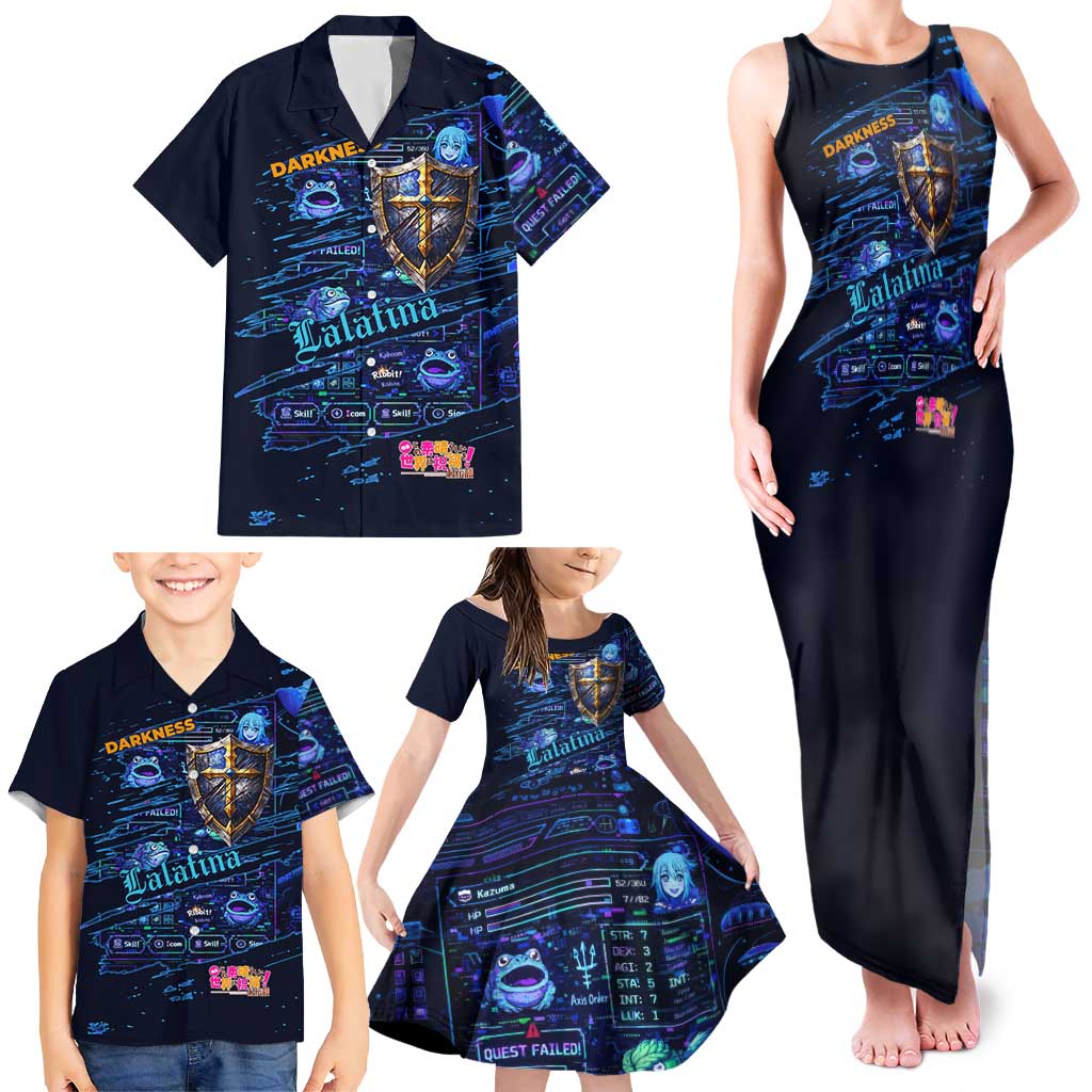 Darkness Lalatina Family Matching Tank Maxi Dress and Hawaiian Shirt Retro Anime RPG Interface Style