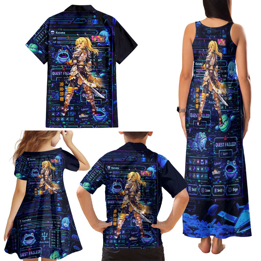 Darkness Lalatina Family Matching Tank Maxi Dress and Hawaiian Shirt Retro Anime RPG Interface Style