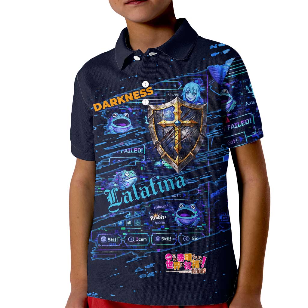 Darkness Lalatina Kid Polo Shirt Retro Anime RPG Interface Style