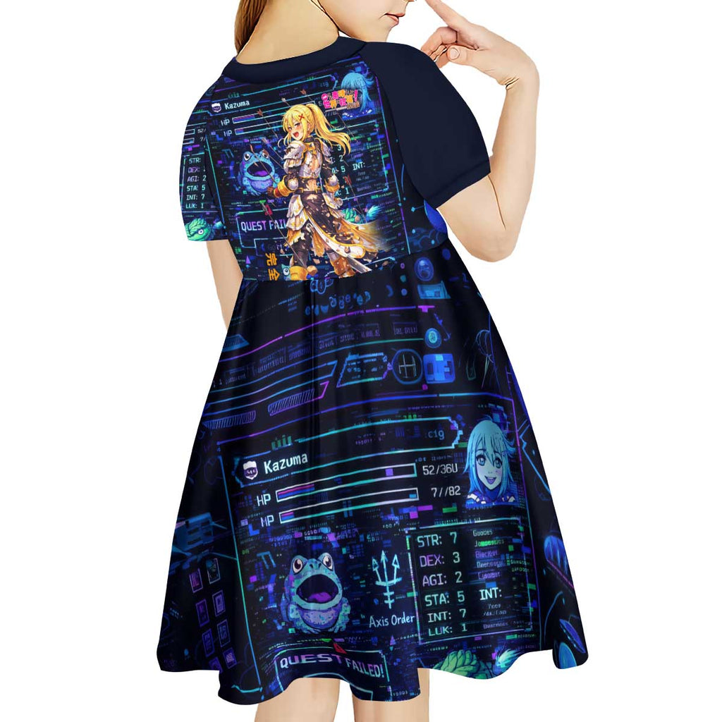 Darkness Lalatina Kid Short Sleeve Dress Retro Anime RPG Interface Style