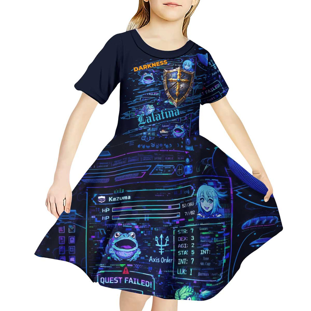 Darkness Lalatina Kid Short Sleeve Dress Retro Anime RPG Interface Style