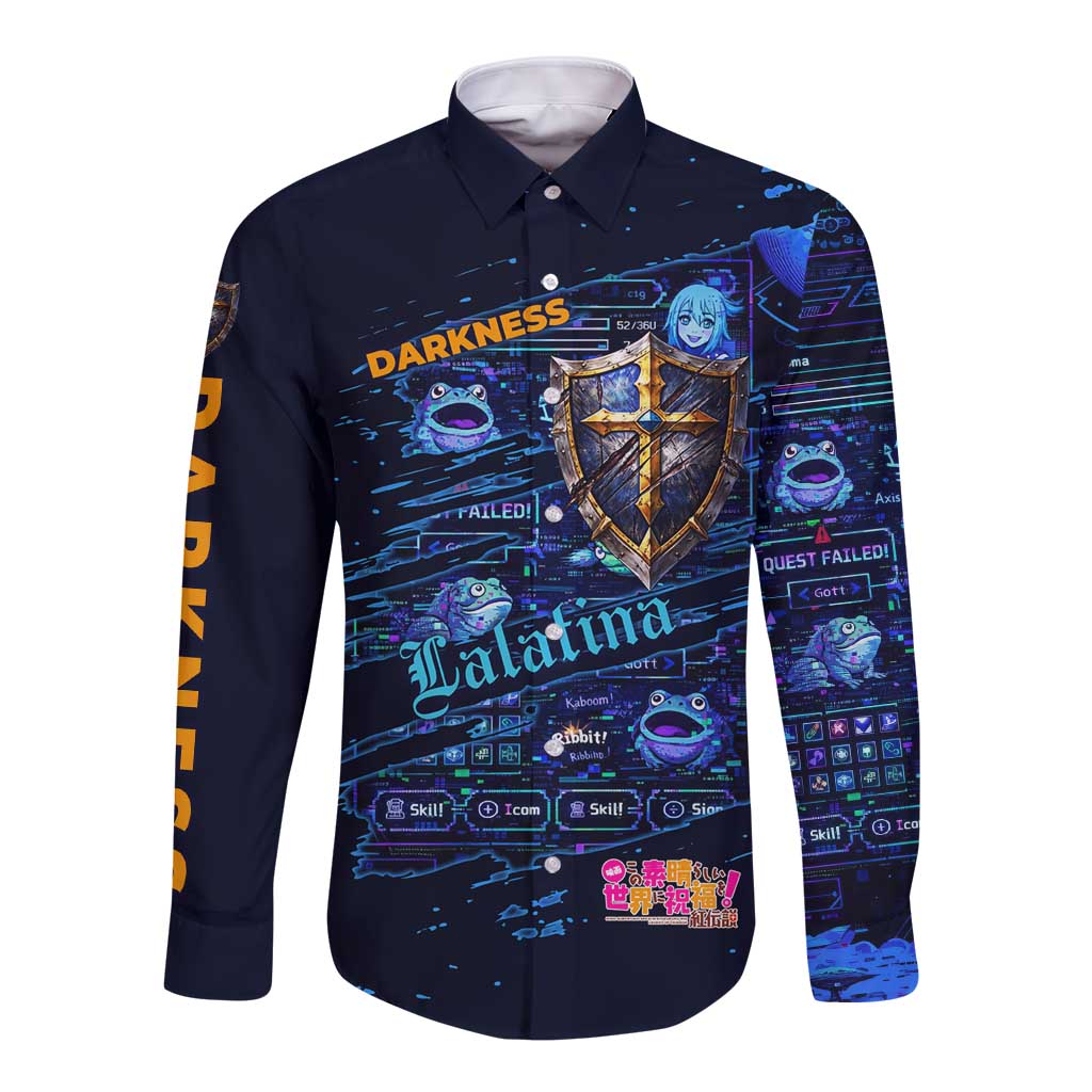 Darkness Lalatina Long Sleeve Button Shirt Retro Anime RPG Interface Style