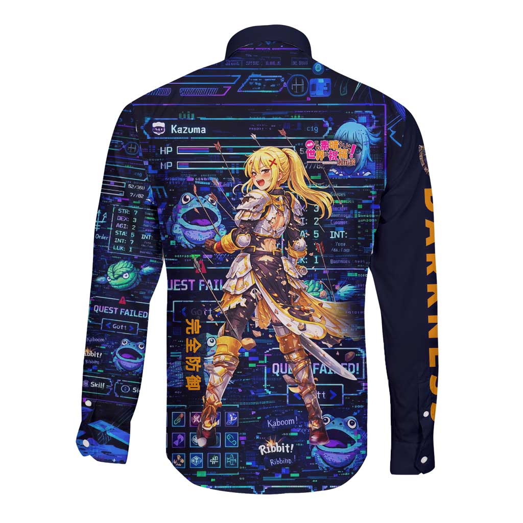 Darkness Lalatina Long Sleeve Button Shirt Retro Anime RPG Interface Style