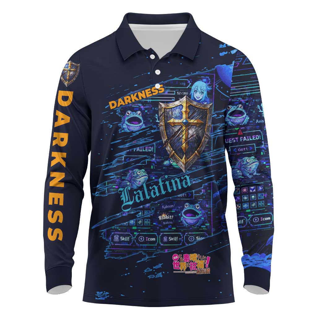 Darkness Lalatina Long Sleeve Polo Shirt Retro Anime RPG Interface Style
