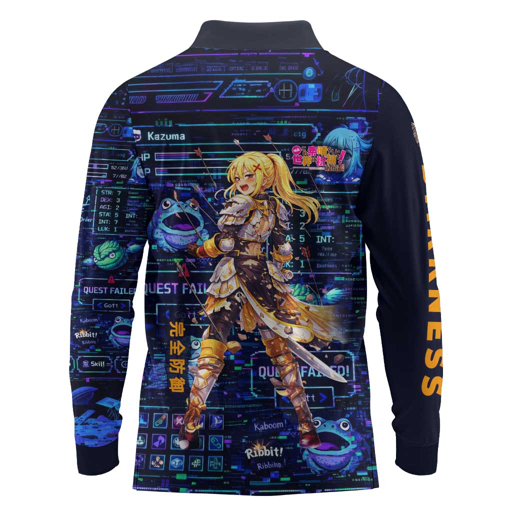 Darkness Lalatina Long Sleeve Polo Shirt Retro Anime RPG Interface Style