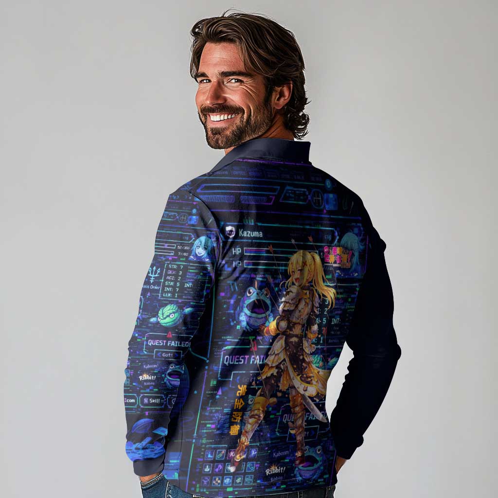 Darkness Lalatina Long Sleeve Polo Shirt Retro Anime RPG Interface Style