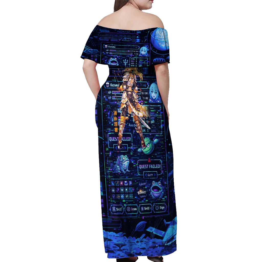 Darkness Lalatina Off Shoulder Maxi Dress Retro Anime RPG Interface Style