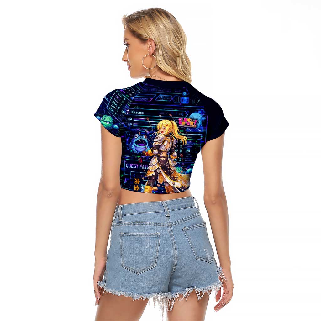Darkness Lalatina Raglan Cropped T Shirt Retro Anime RPG Interface Style