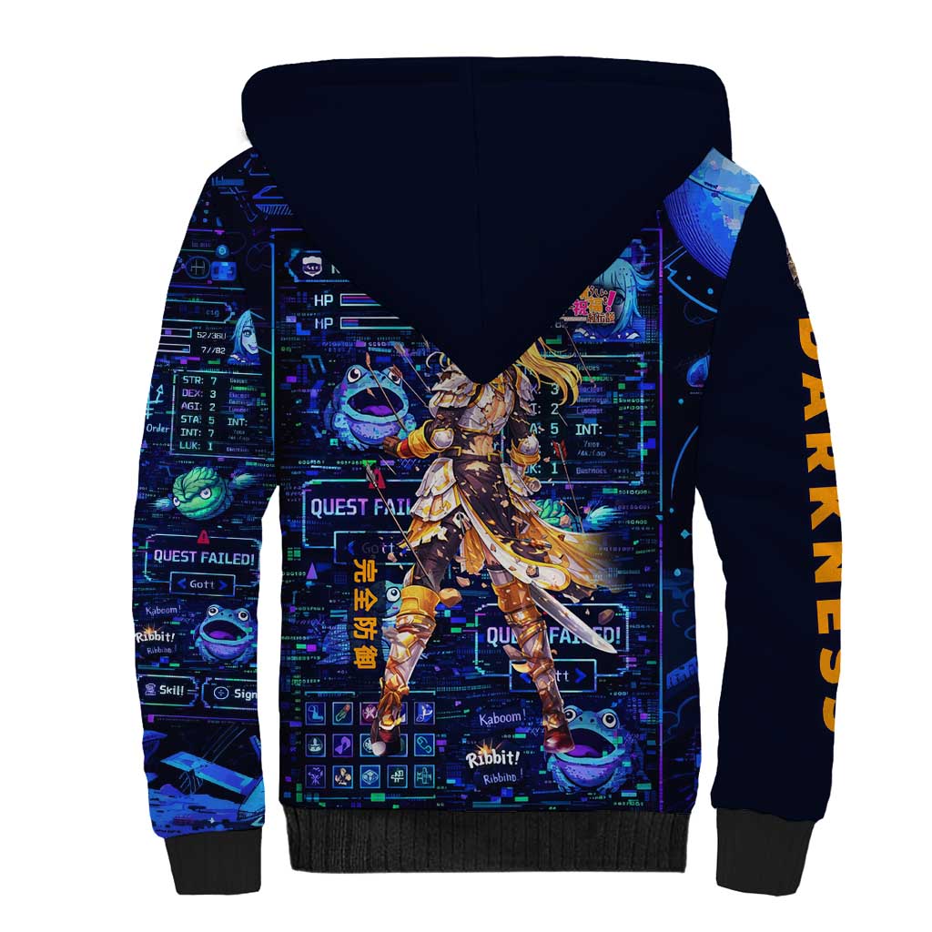 Darkness Lalatina Sherpa Hoodie Retro Anime RPG Interface Style