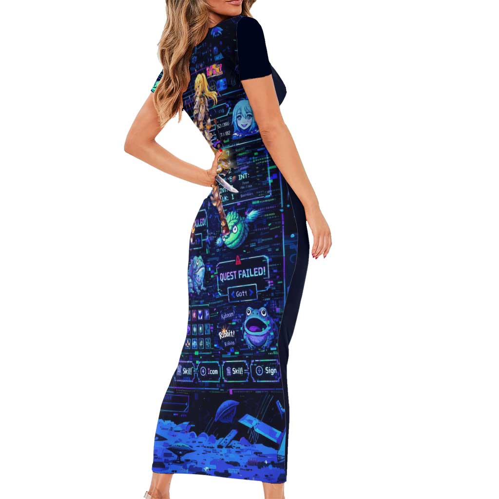 Darkness Lalatina Short Sleeve Bodycon Dress Retro Anime RPG Interface Style