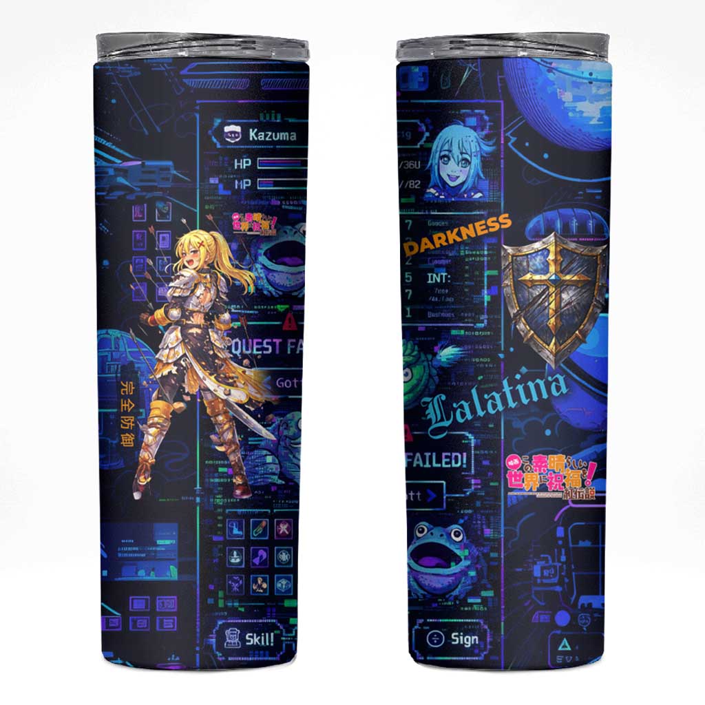 Darkness Lalatina Skinny Tumbler Retro Anime RPG Interface Style