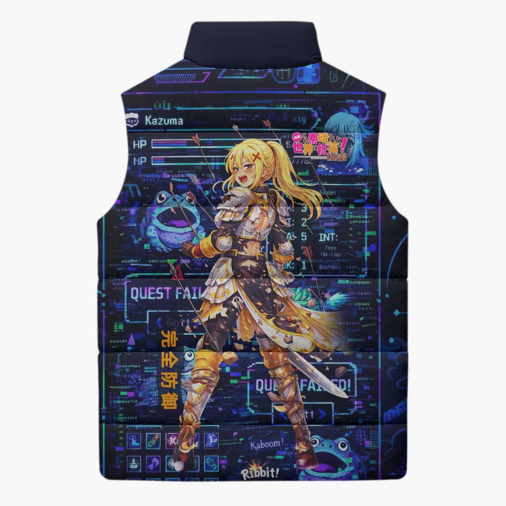 Darkness Lalatina Sleeveless Puffer Jacket Retro Anime RPG Interface Style
