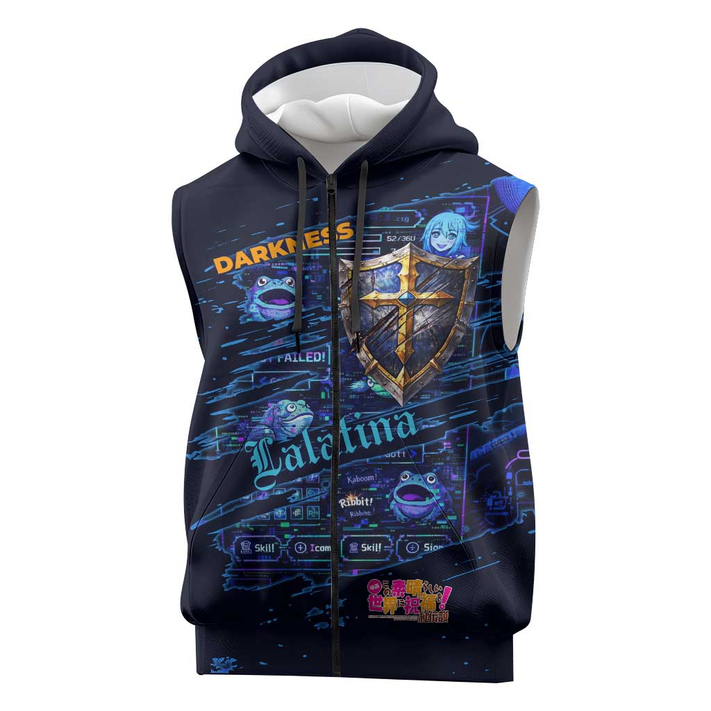 Darkness Lalatina Sleeveless Zip Hoodie Retro Anime RPG Interface Style