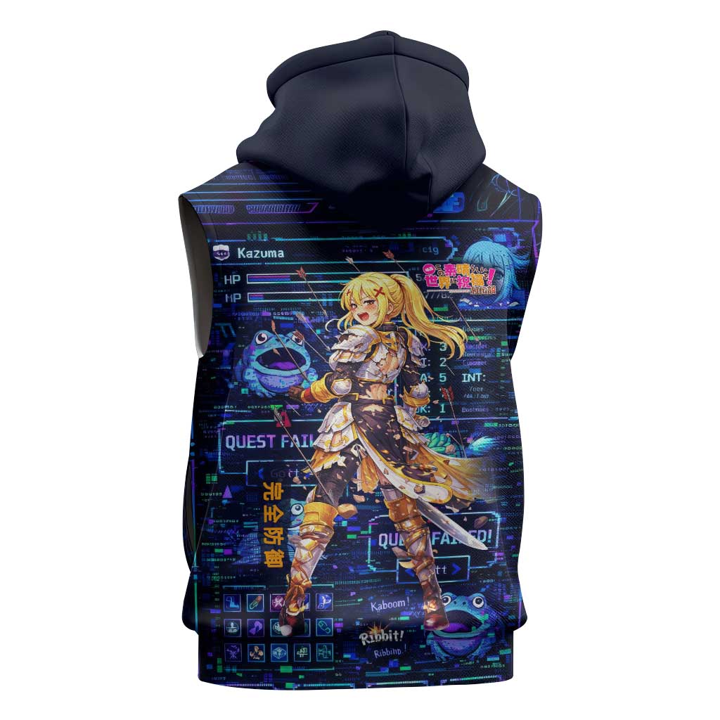 Darkness Lalatina Sleeveless Zip Hoodie Retro Anime RPG Interface Style